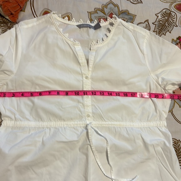 🔥SALE🔥 LIZ CLAIBORNE WHITE TUNIC SIZE L 100% COTTON - Picture 9 of 10
